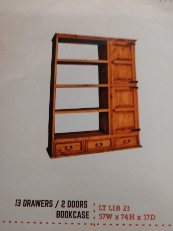 Rustic 3 Drawer/2 Door Bookcase