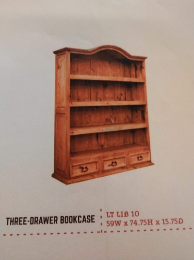 Rustic 3 Drawer Bookcase