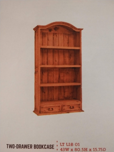 Rustic 2 Drawer Bookcase